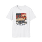 Red, White & Tropical T-Shirt — Patriotic Beach Vintage Tee