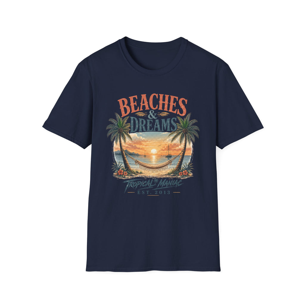 Beaches & Dreams Sunset T-Shirt — Tropical Palm Beach Vibes