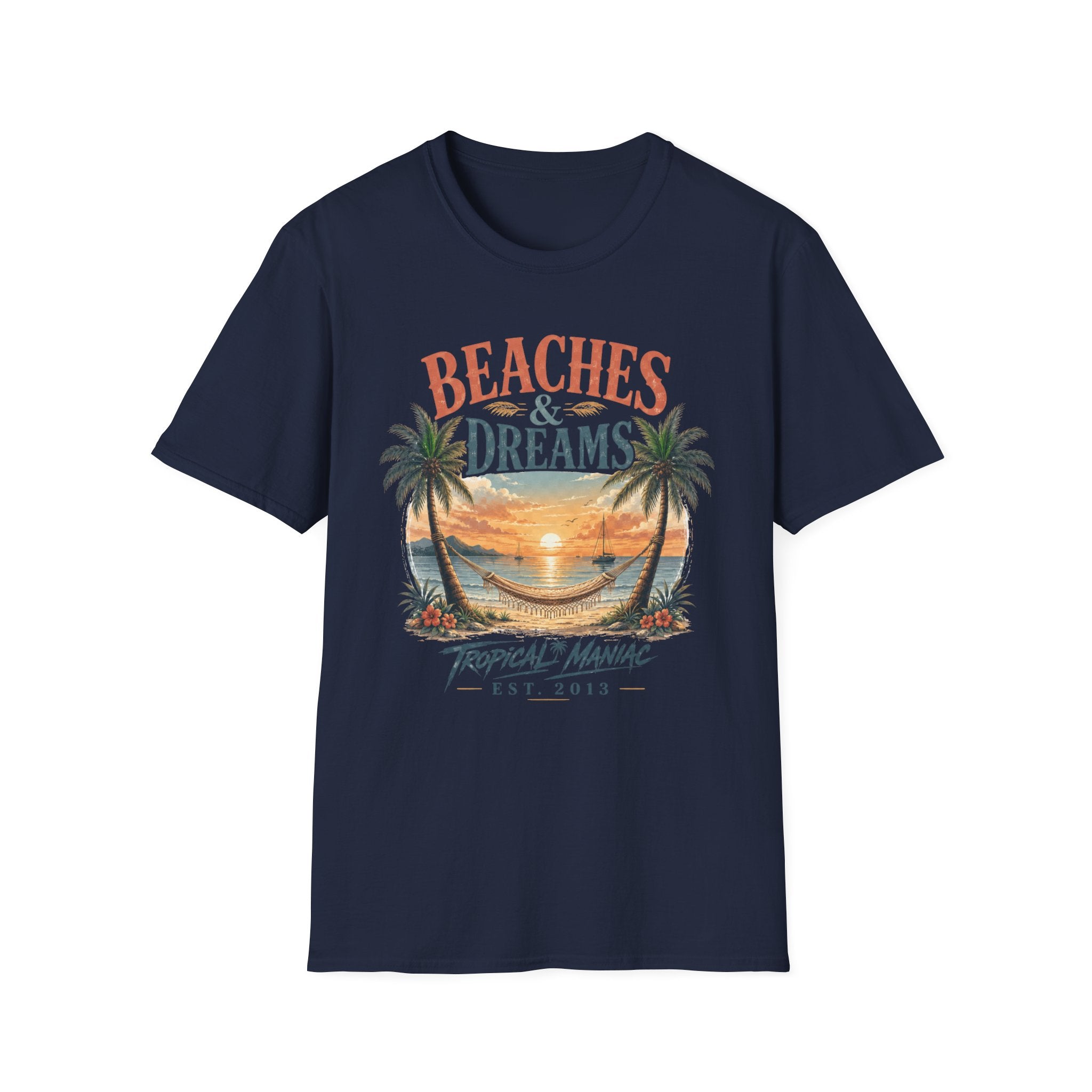 Beaches & Dreams Sunset T-Shirt — Tropical Palm Beach Vibes