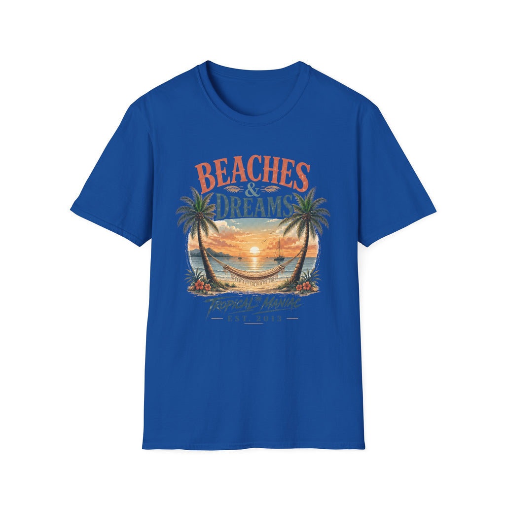 Beaches & Dreams Sunset T-Shirt — Tropical Palm Beach Vibes