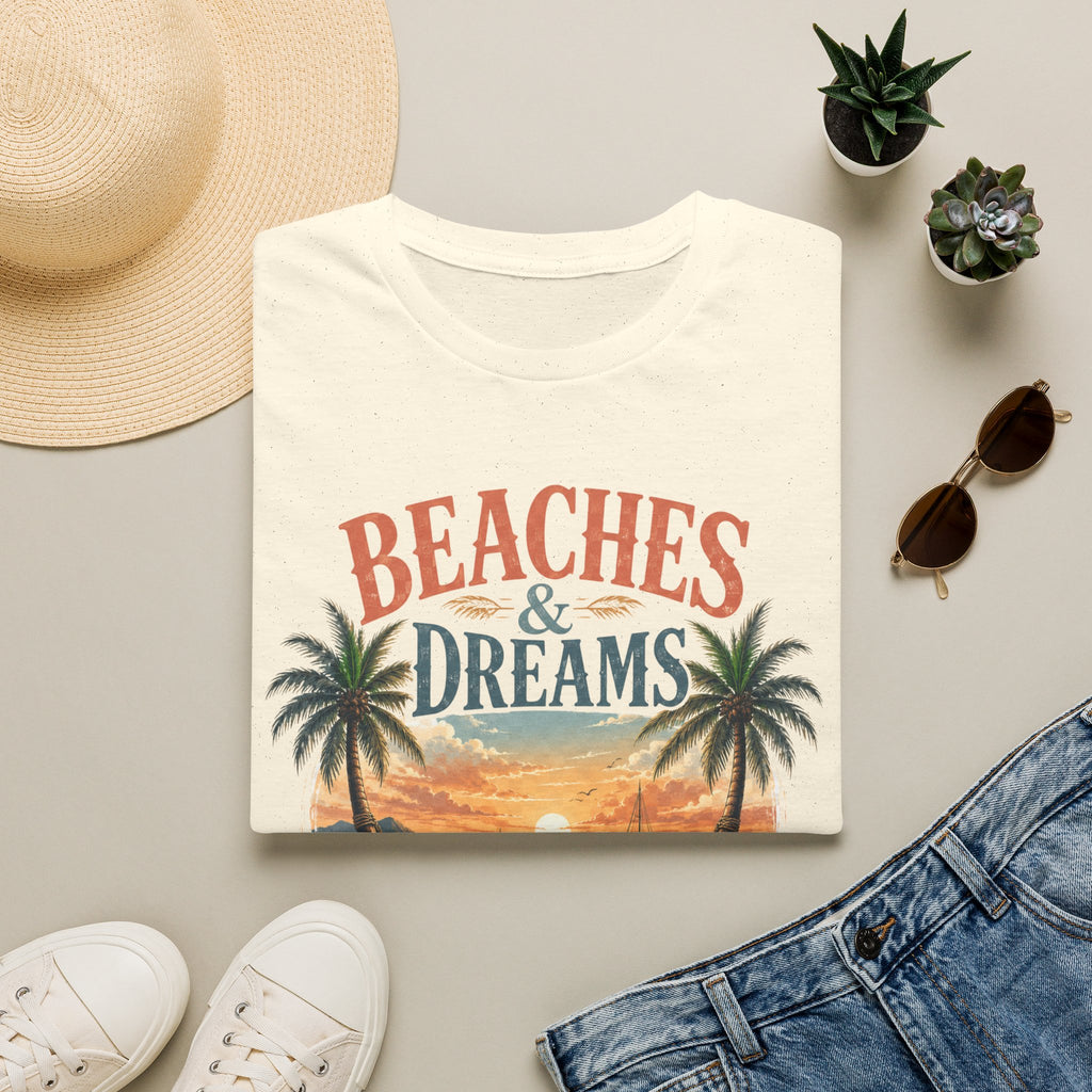 Beaches & Dreams Sunset T-Shirt — Tropical Palm Beach Vibes