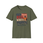 Red, White & Tropical T-Shirt — Patriotic Beach Vintage Tee