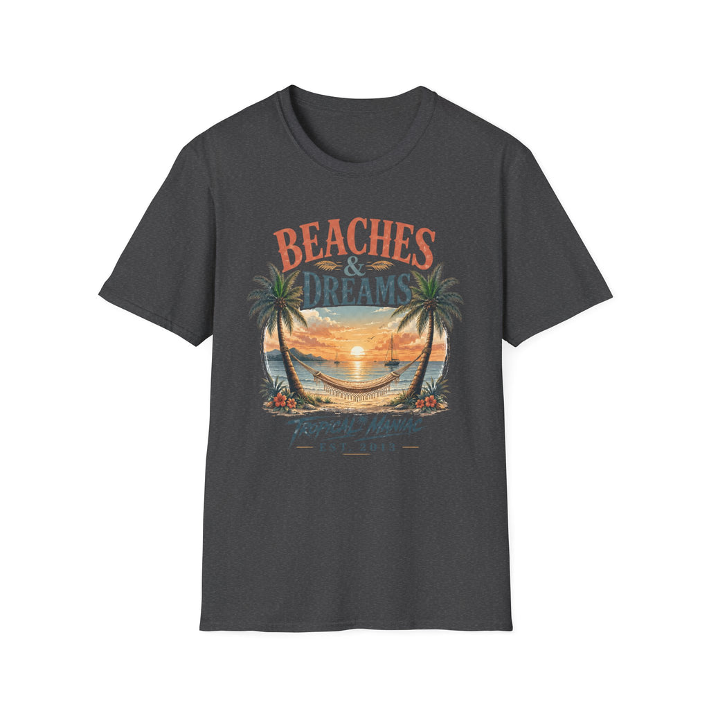 Beaches & Dreams Sunset T-Shirt — Tropical Palm Beach Vibes