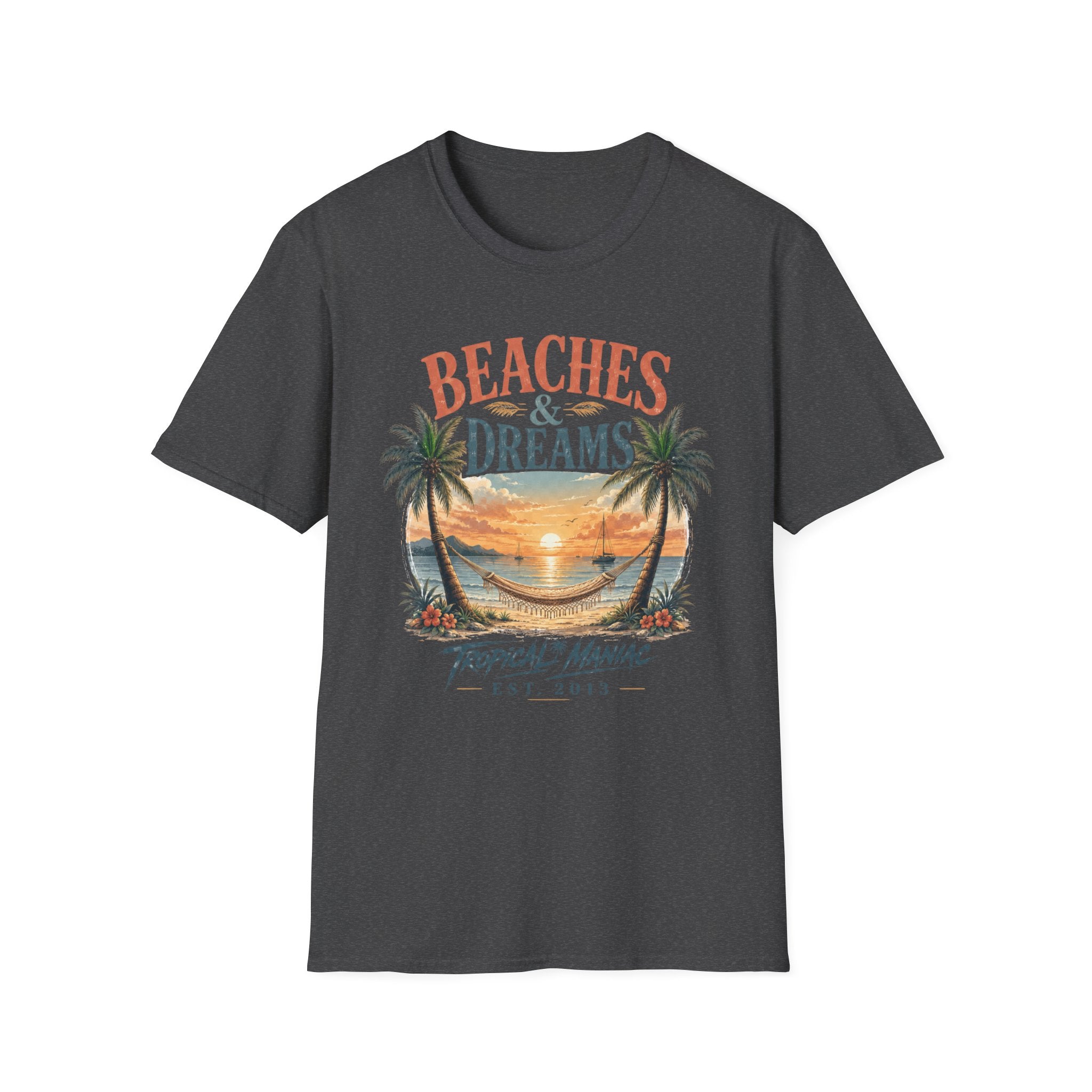 Beaches & Dreams Sunset T-Shirt — Tropical Palm Beach Vibes