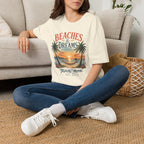 Beaches & Dreams Sunset T-Shirt — Tropical Palm Beach Vibes