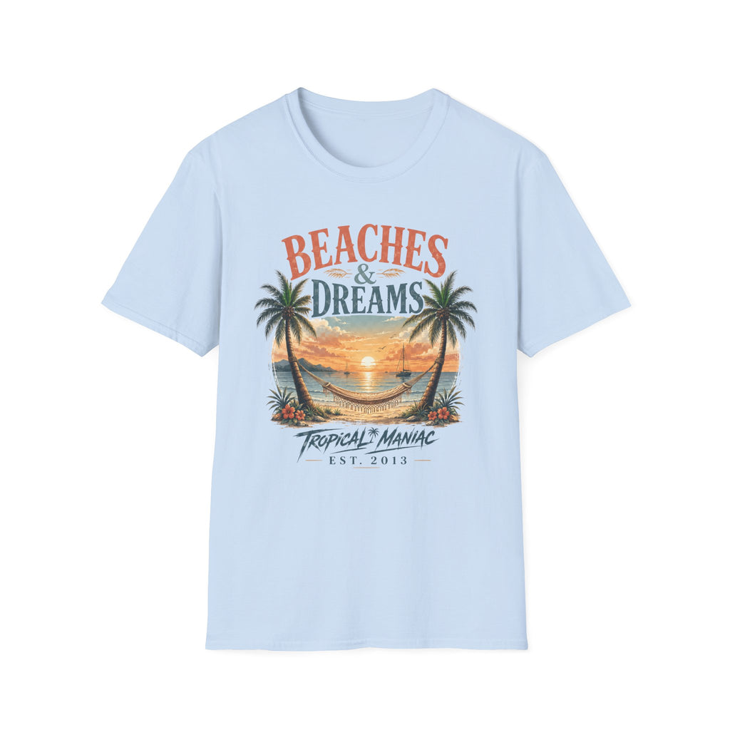 Beaches & Dreams Sunset T-Shirt — Tropical Palm Beach Vibes