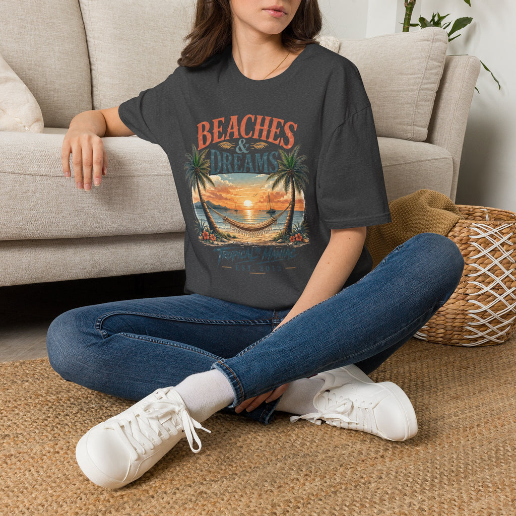 Beaches & Dreams Sunset T-Shirt — Tropical Palm Beach Vibes