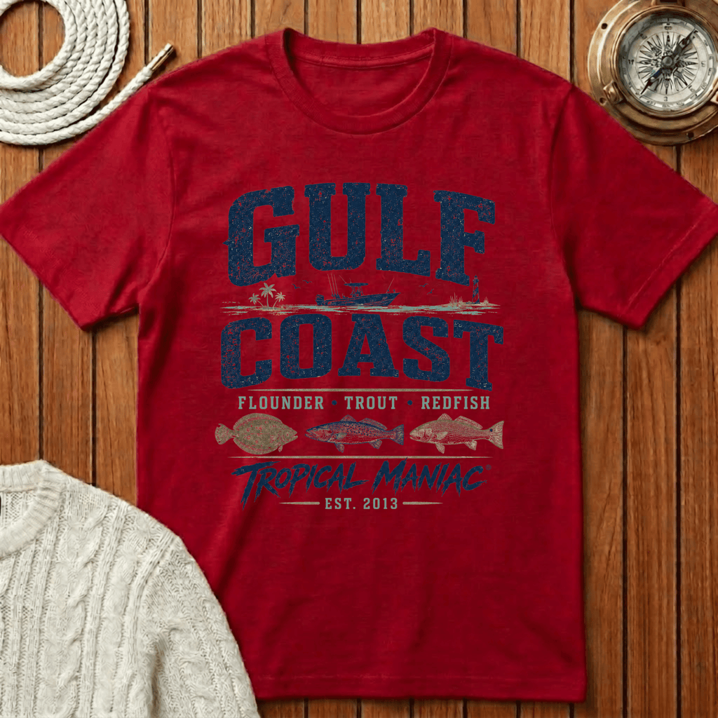 Gulf Coast Flounder Trout Red - T-Shirt