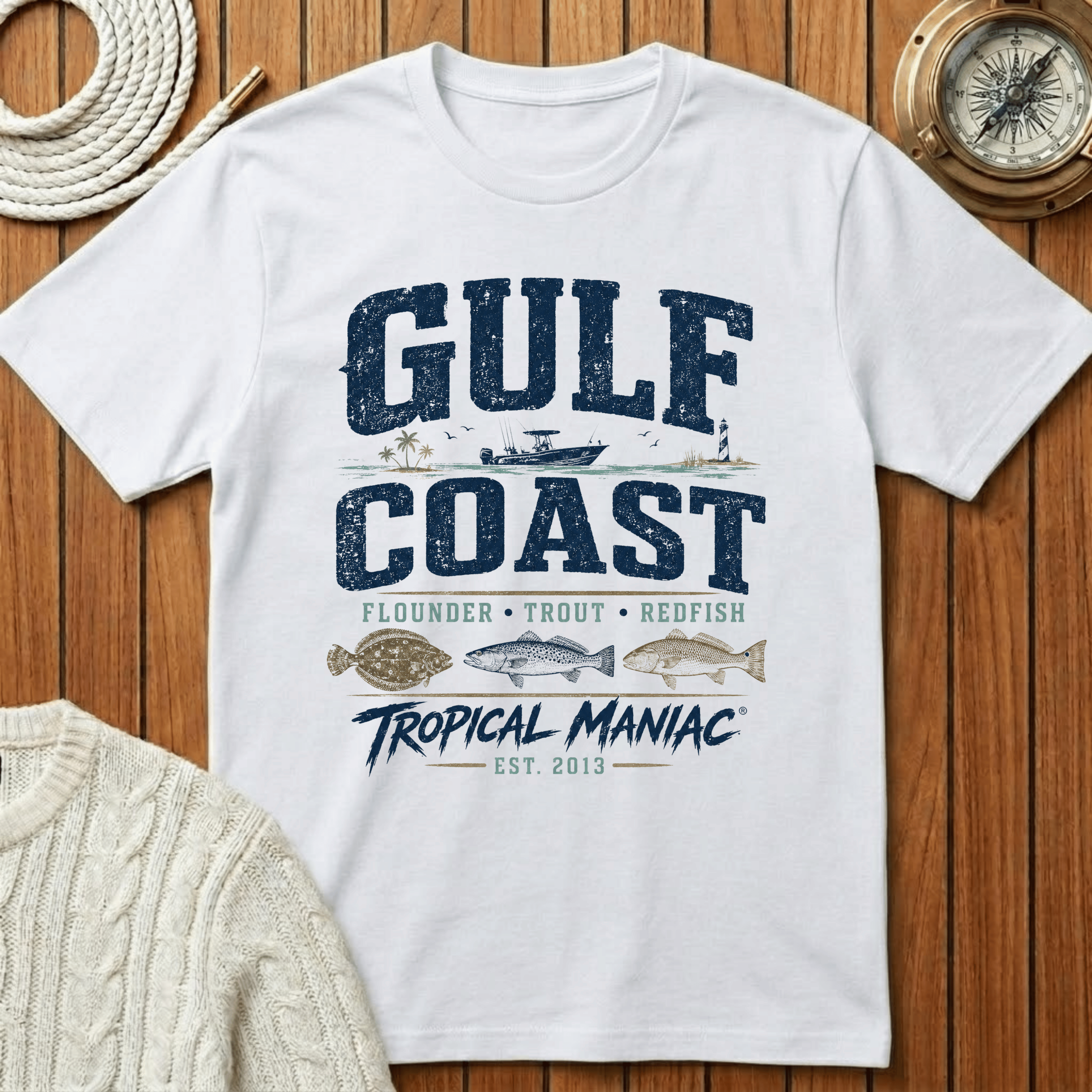 Gulf Coast Flounder Trout Red - T-Shirt
