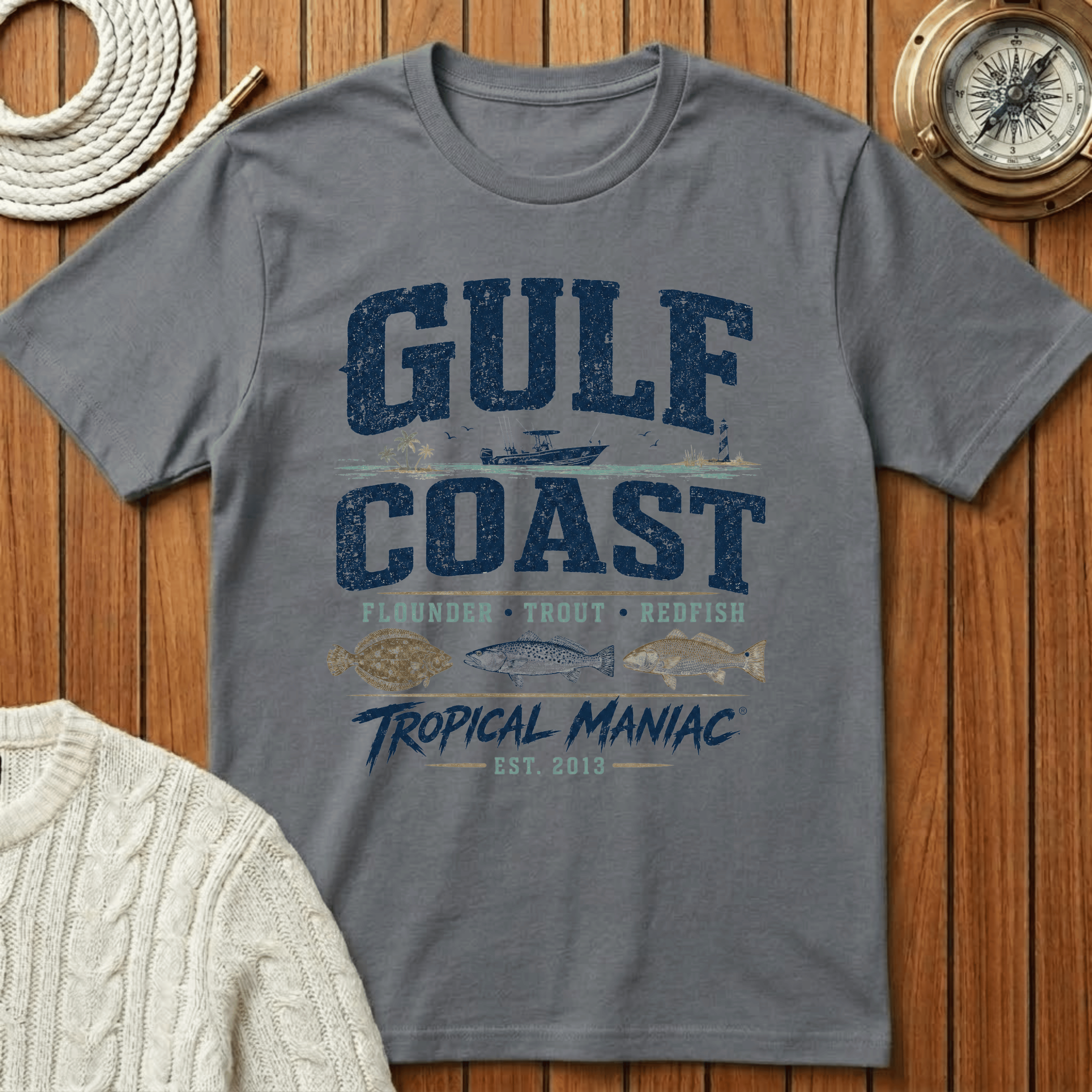 Gulf Coast Flounder Trout Red - T-Shirt