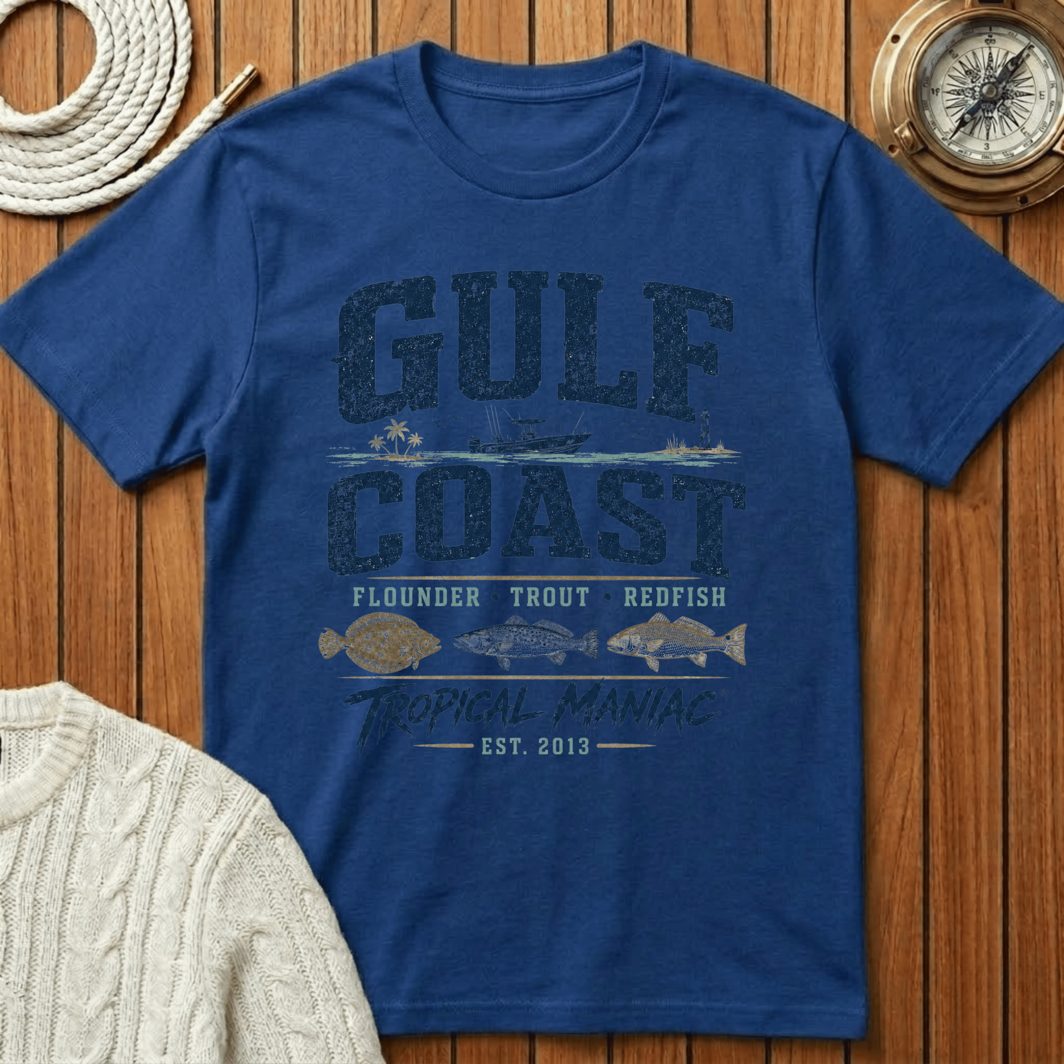 Gulf Coast Flounder Trout Red - T-Shirt