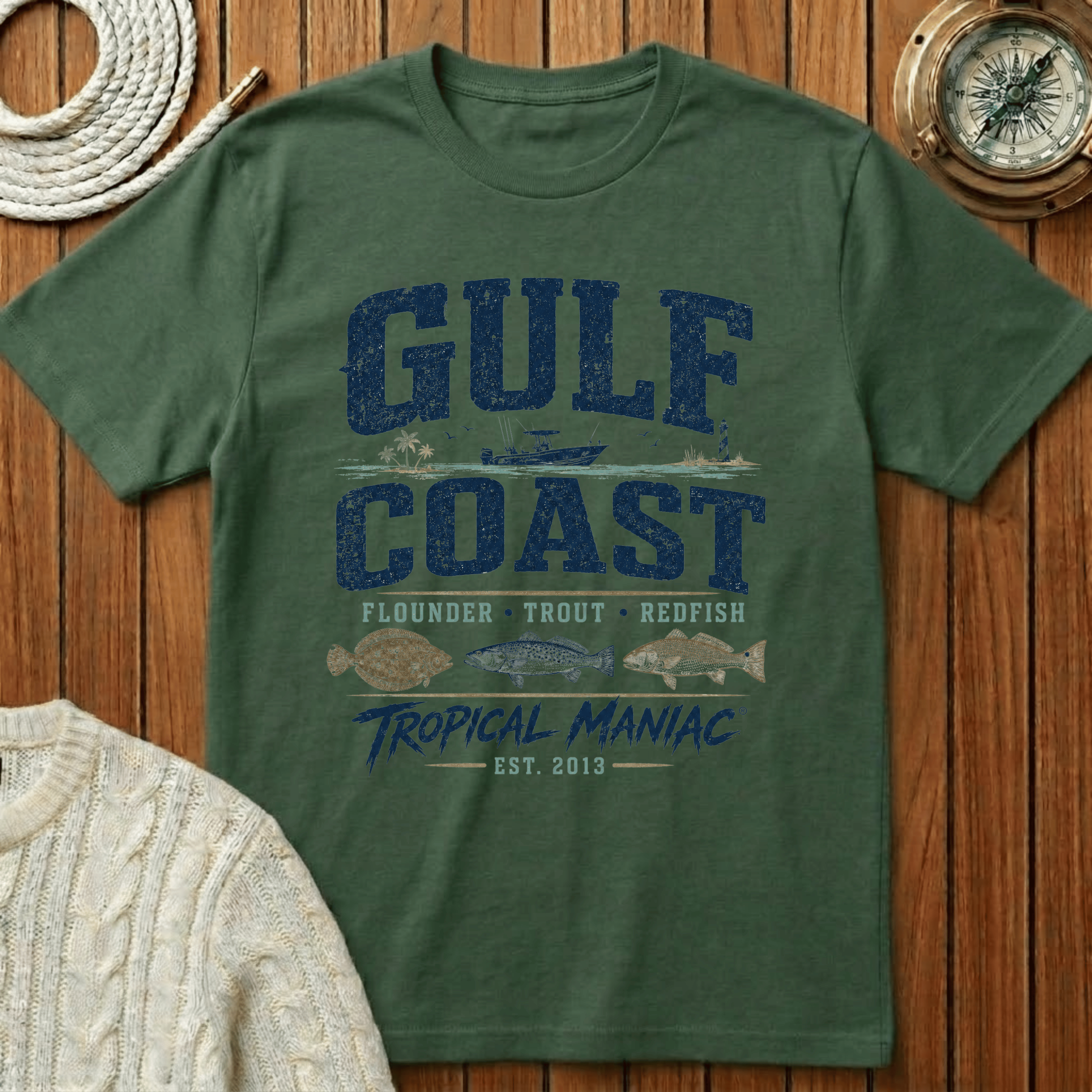 Gulf Coast Flounder Trout Red - T-Shirt