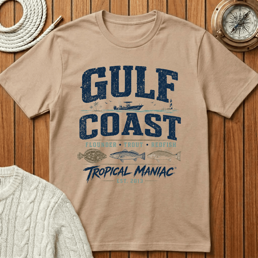 Gulf Coast Flounder Trout Red - T-Shirt