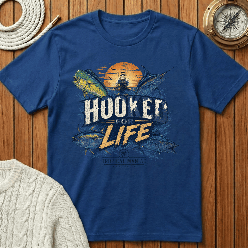 Hooked For Life Fishing - T-Shirt