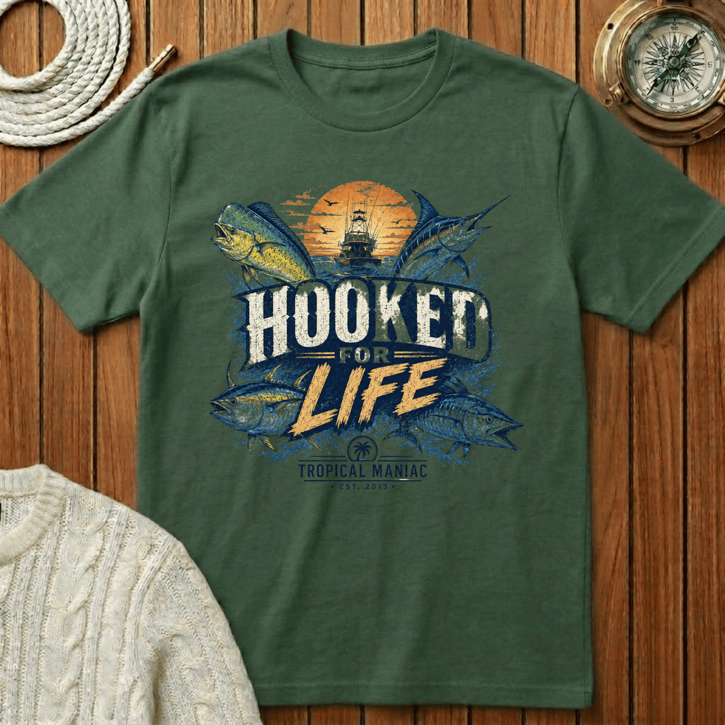 Hooked For Life Fishing - T-Shirt