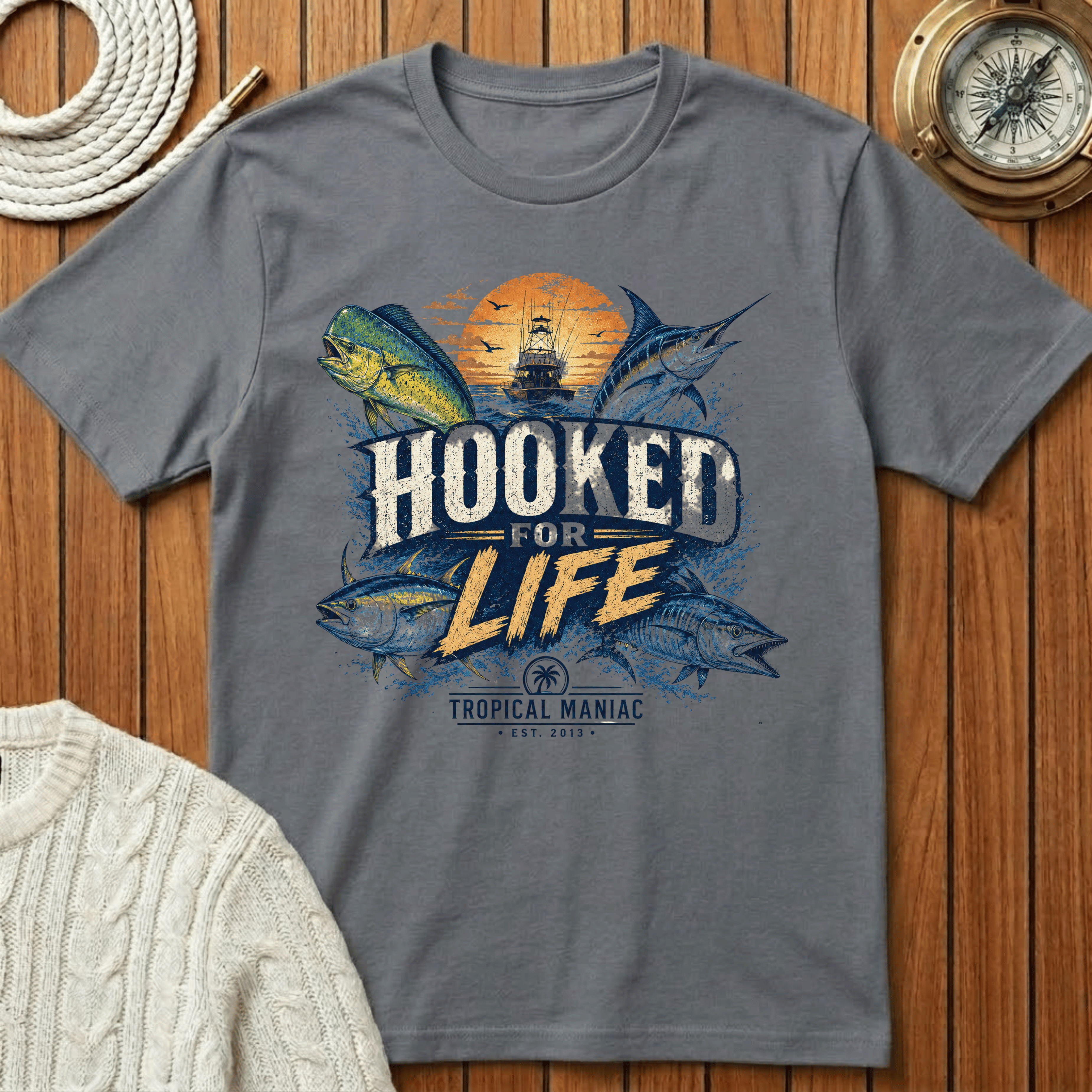 Hooked For Life Fishing - T-Shirt