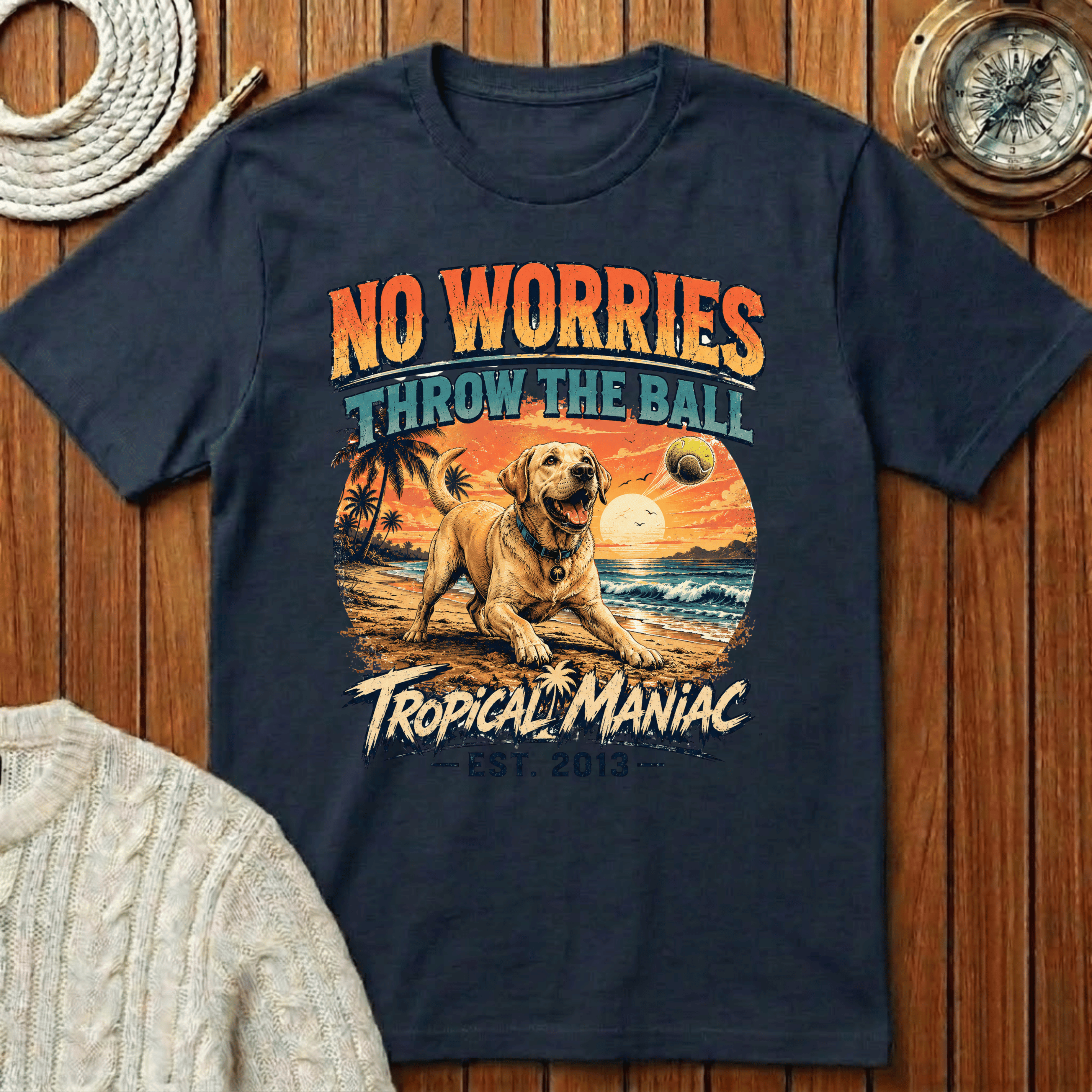 No Worries "Throw The Ball" Dog T-Shirt