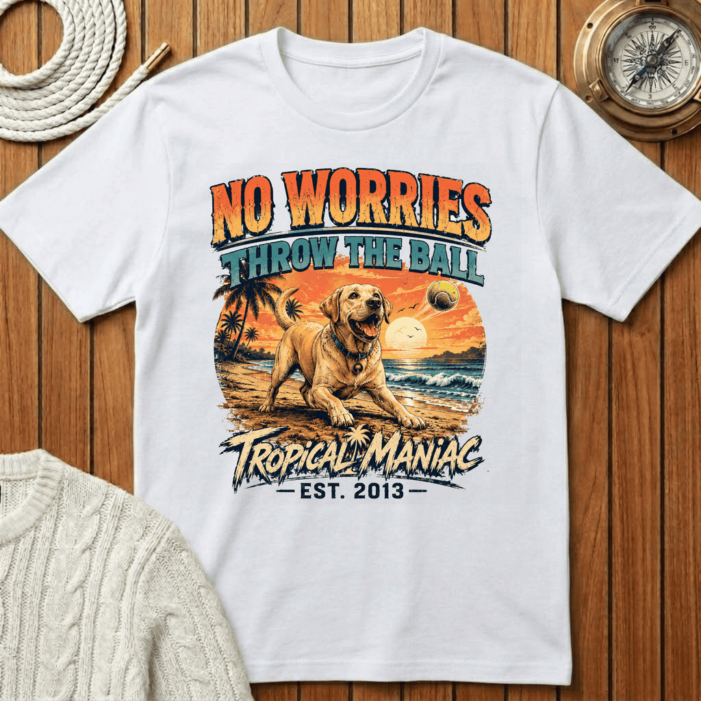 No Worries "Throw The Ball" Dog T-Shirt