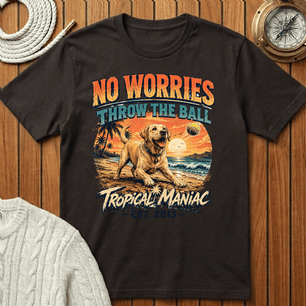 No Worries "Throw The Ball" Dog T-Shirt