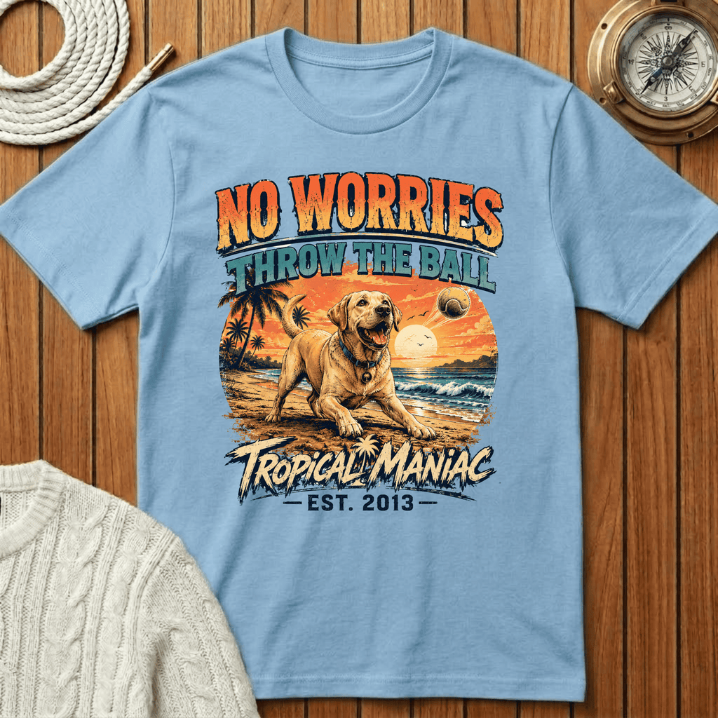 No Worries "Throw The Ball" Dog T-Shirt