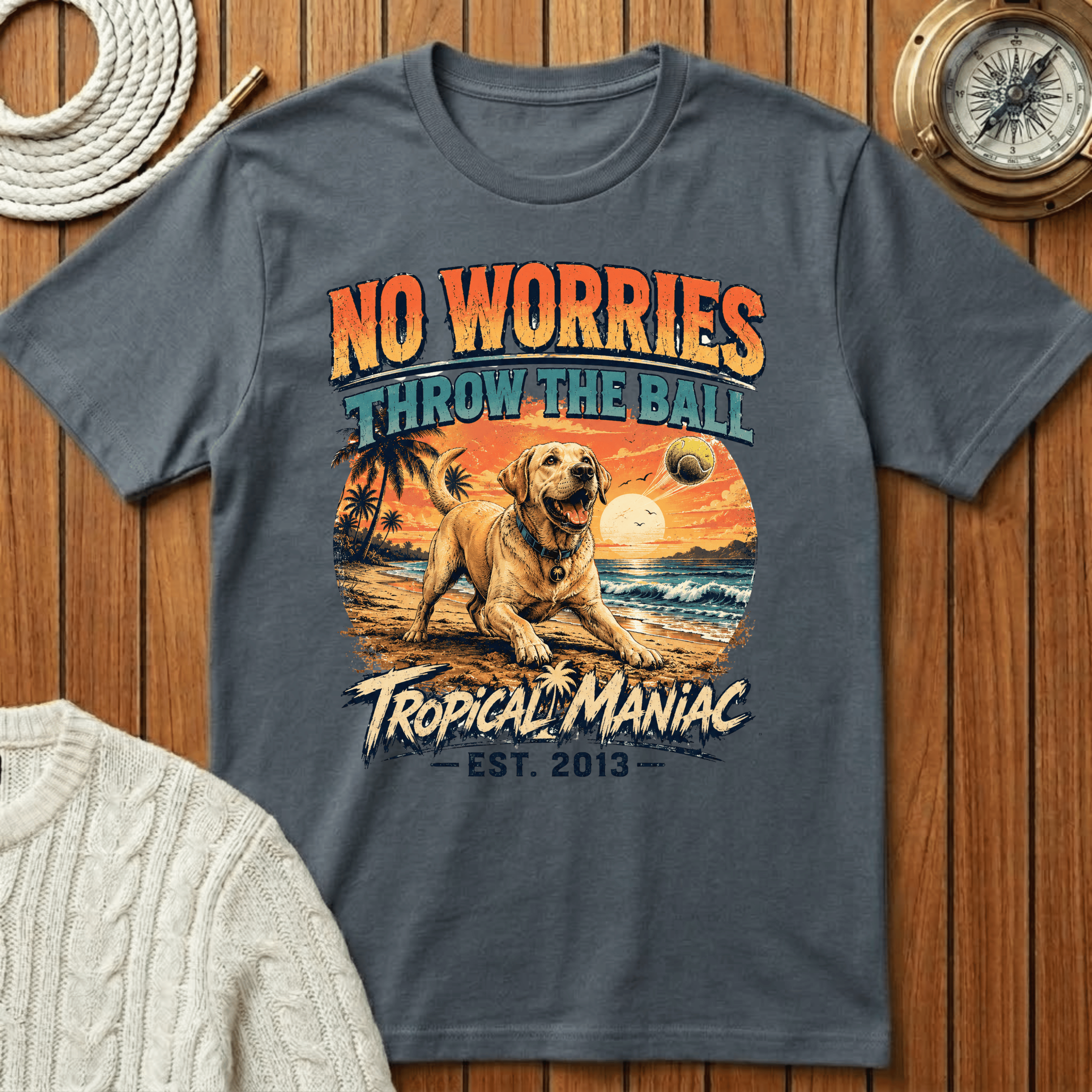 No Worries "Throw The Ball" Dog T-Shirt