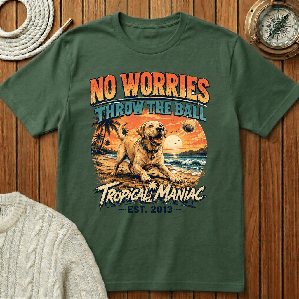 No Worries "Throw The Ball" Dog T-Shirt