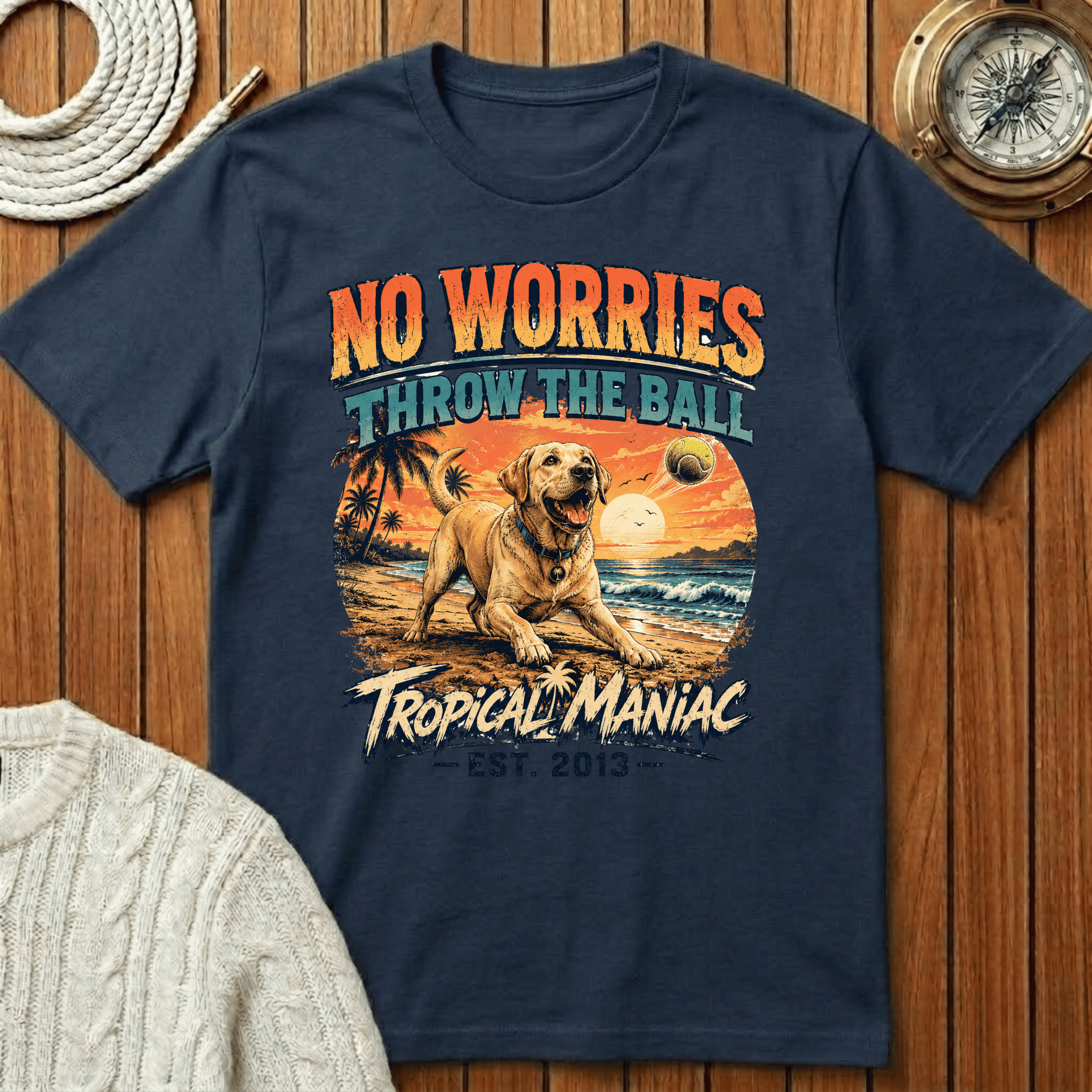 No Worries "Throw The Ball" Dog T-Shirt
