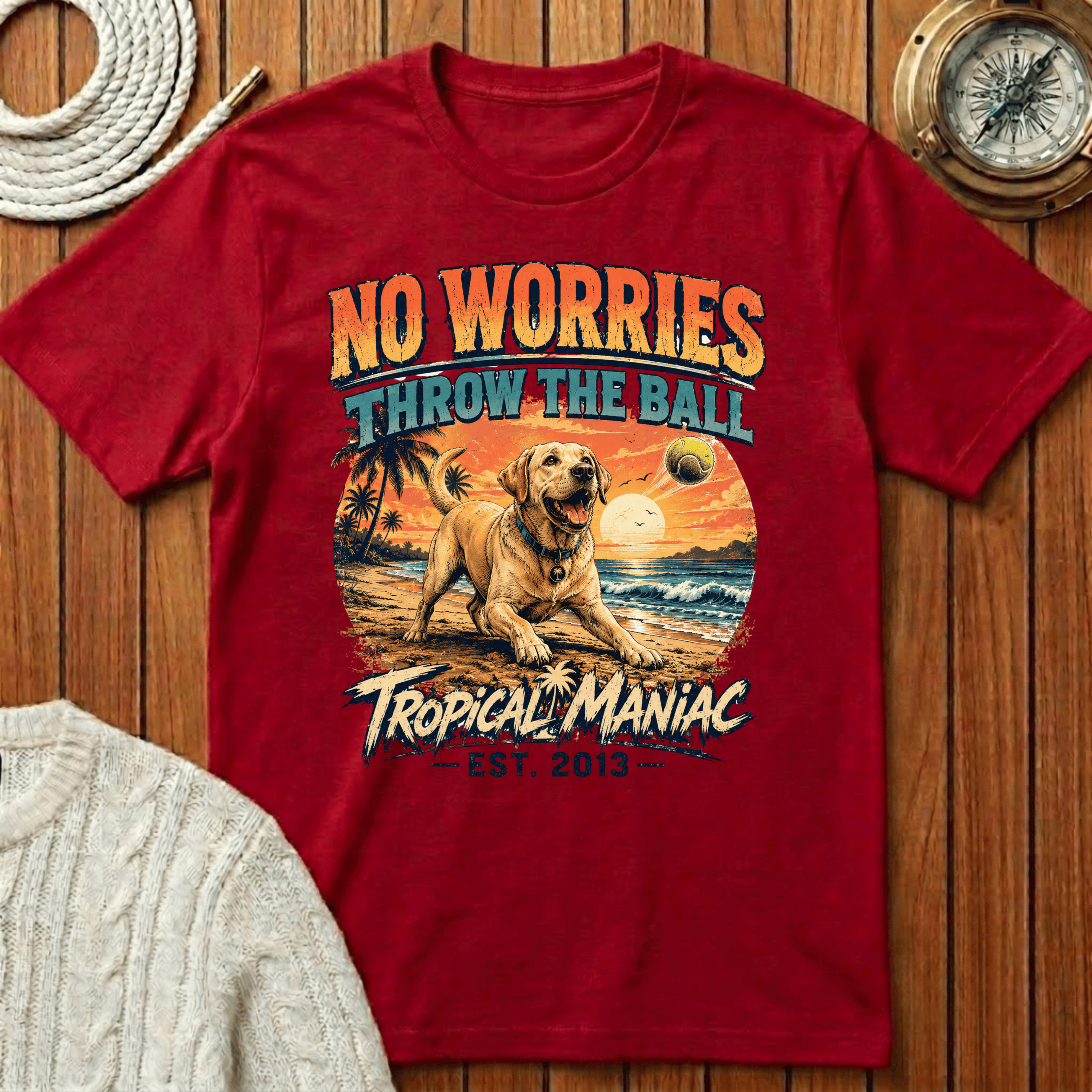 No Worries "Throw The Ball" Dog T-Shirt