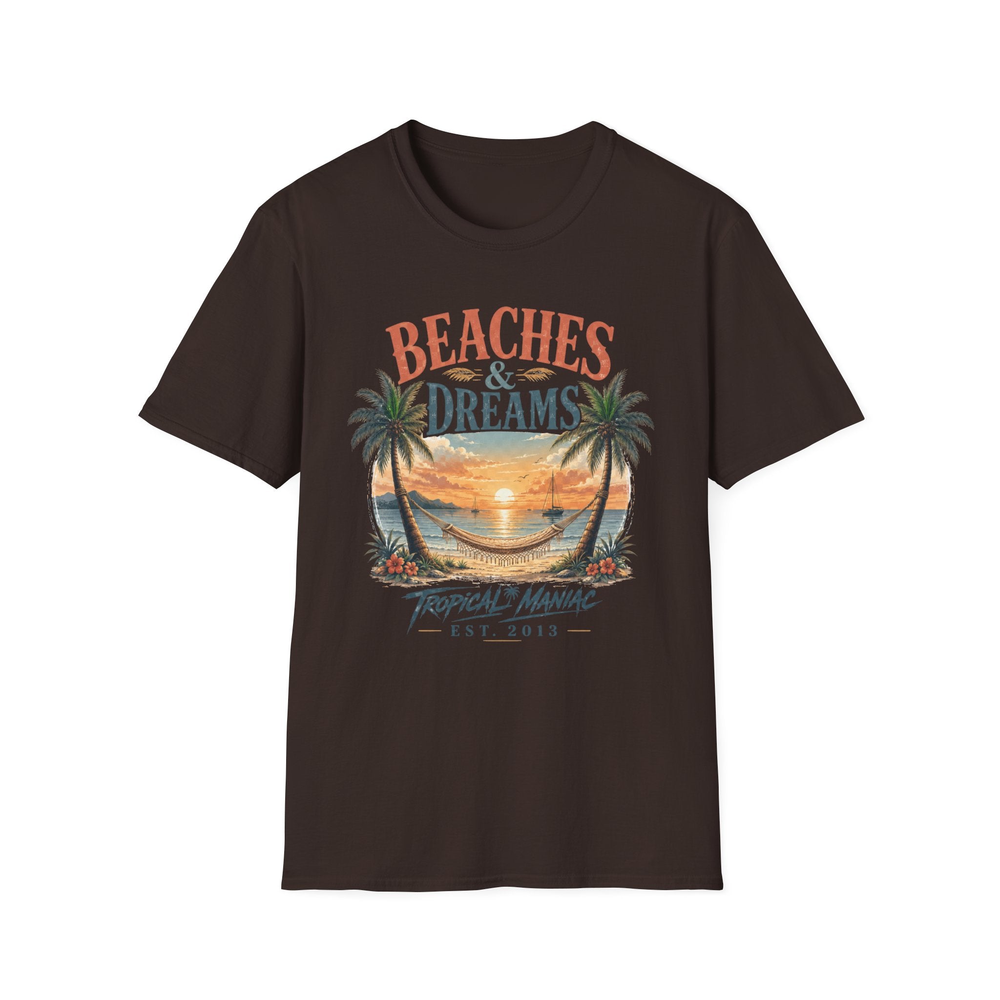 Beaches & Dreams Sunset T-Shirt — Tropical Palm Beach Vibes