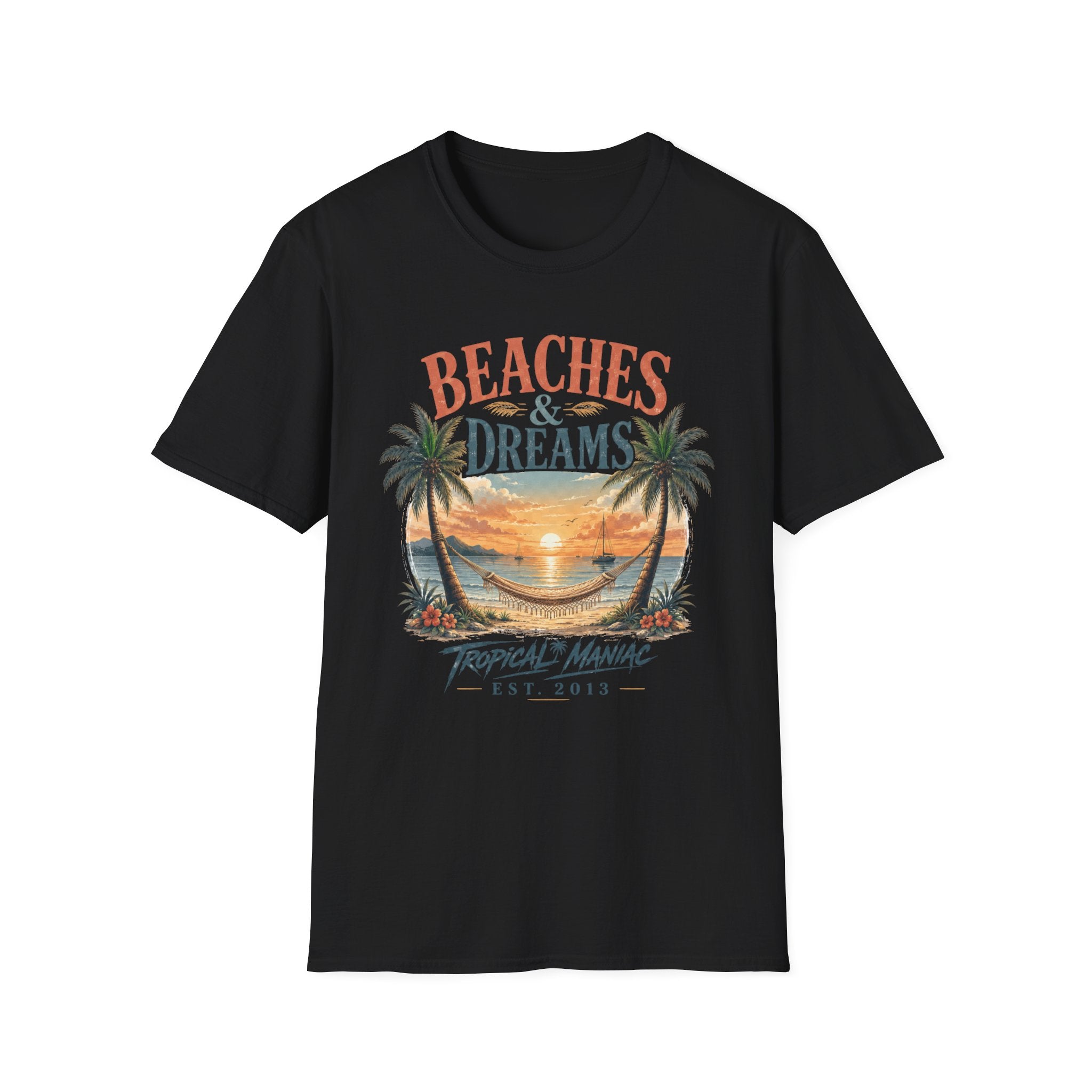 Beaches & Dreams Sunset T-Shirt — Tropical Palm Beach Vibes