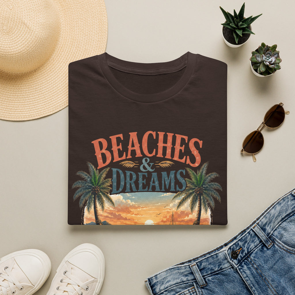 Beaches & Dreams Sunset T-Shirt — Tropical Palm Beach Vibes