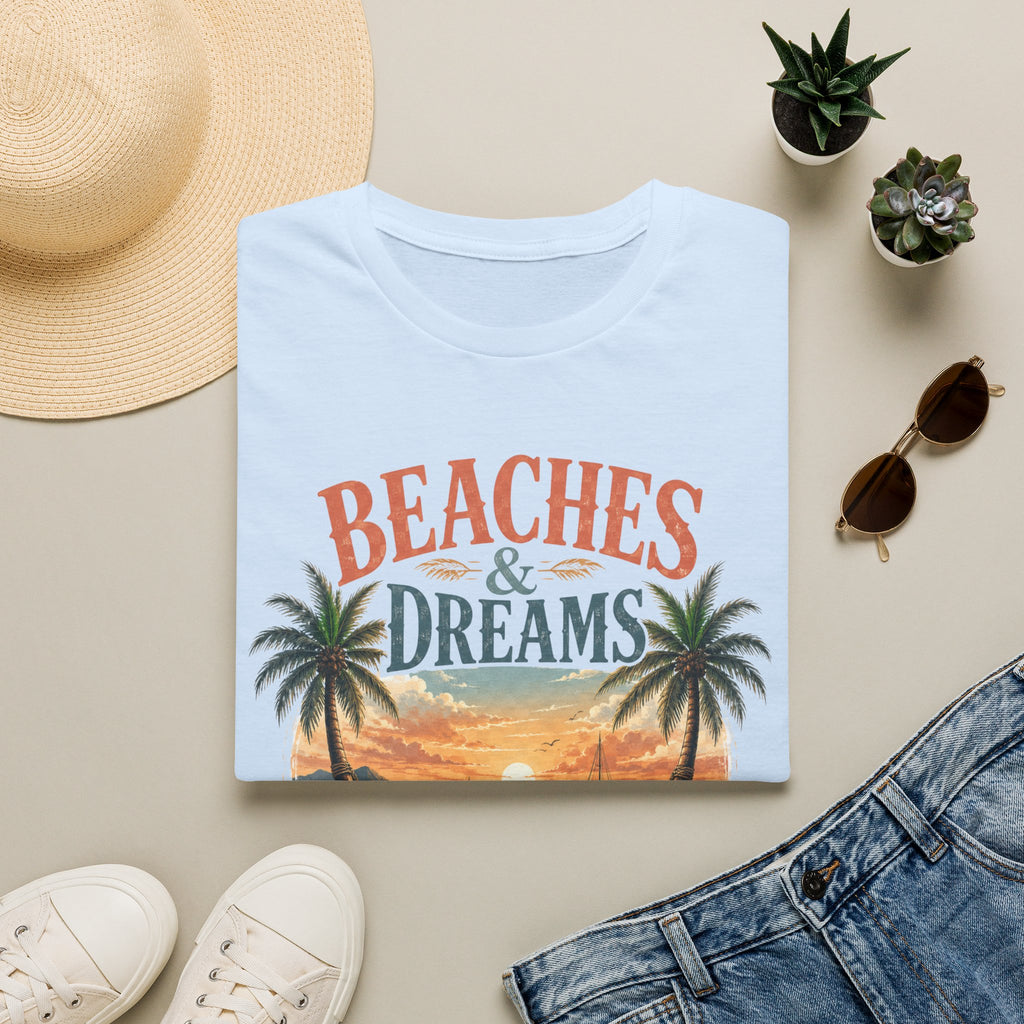 Beaches & Dreams Sunset T-Shirt — Tropical Palm Beach Vibes