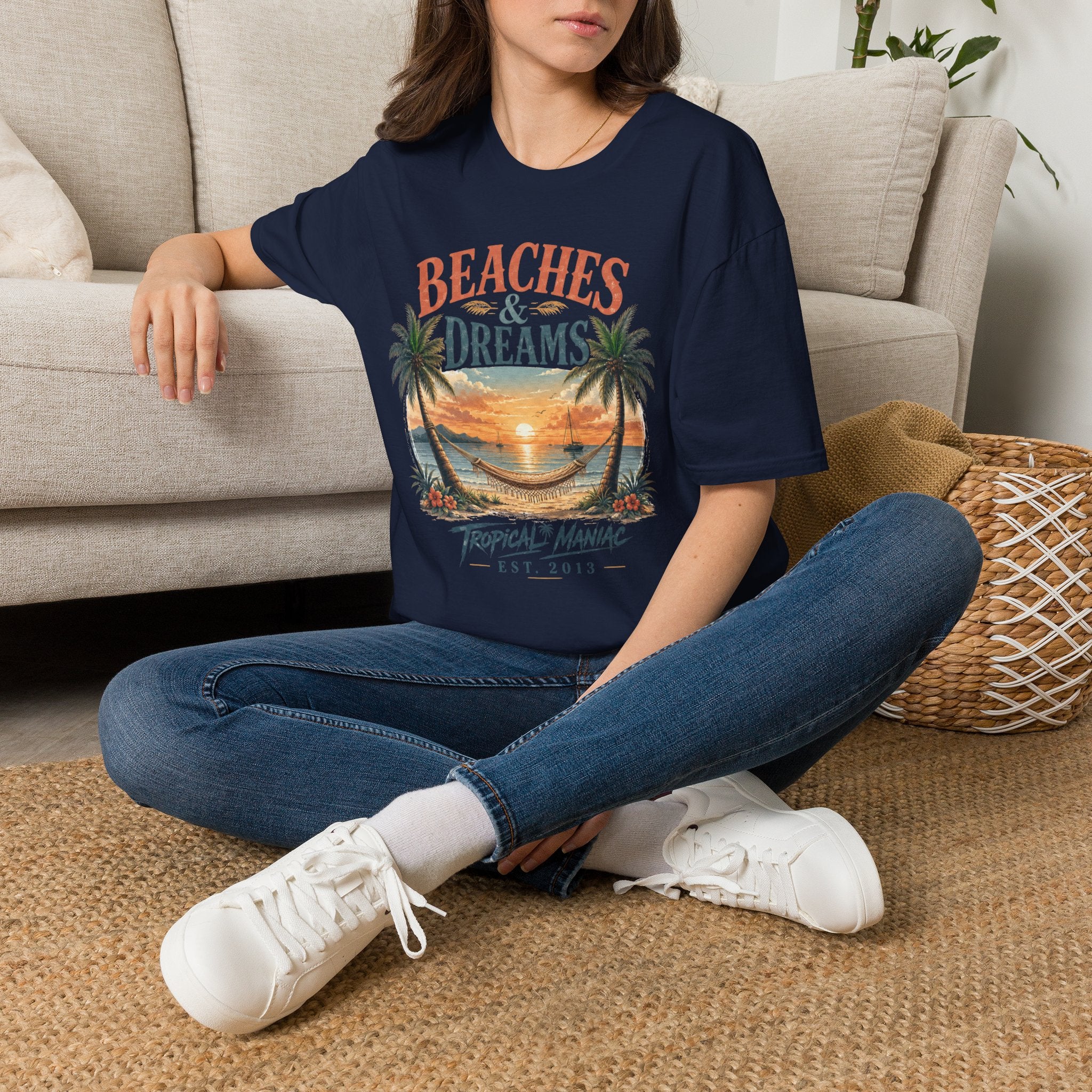 Beaches & Dreams Sunset T-Shirt — Tropical Palm Beach Vibes