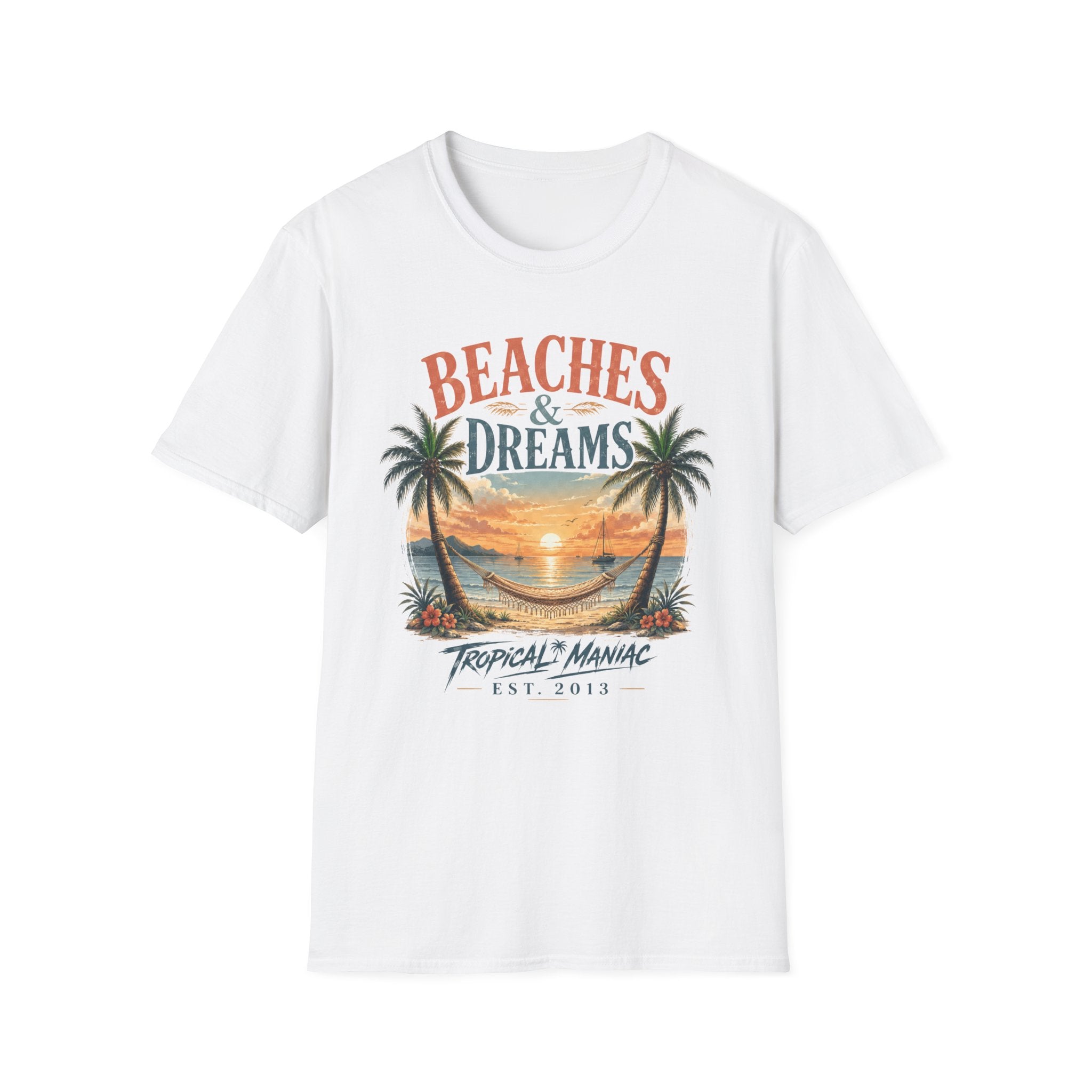 Beaches & Dreams Sunset T-Shirt — Tropical Palm Beach Vibes