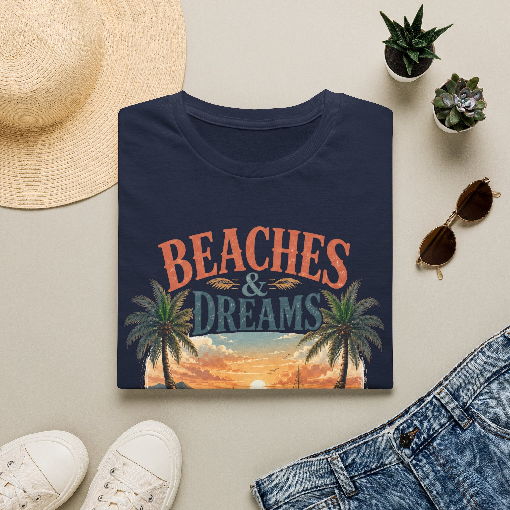 Beaches & Dreams Sunset T-Shirt — Tropical Palm Beach Vibes