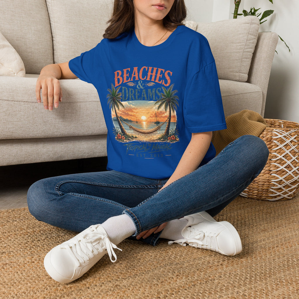 Beaches & Dreams Sunset T-Shirt — Tropical Palm Beach Vibes