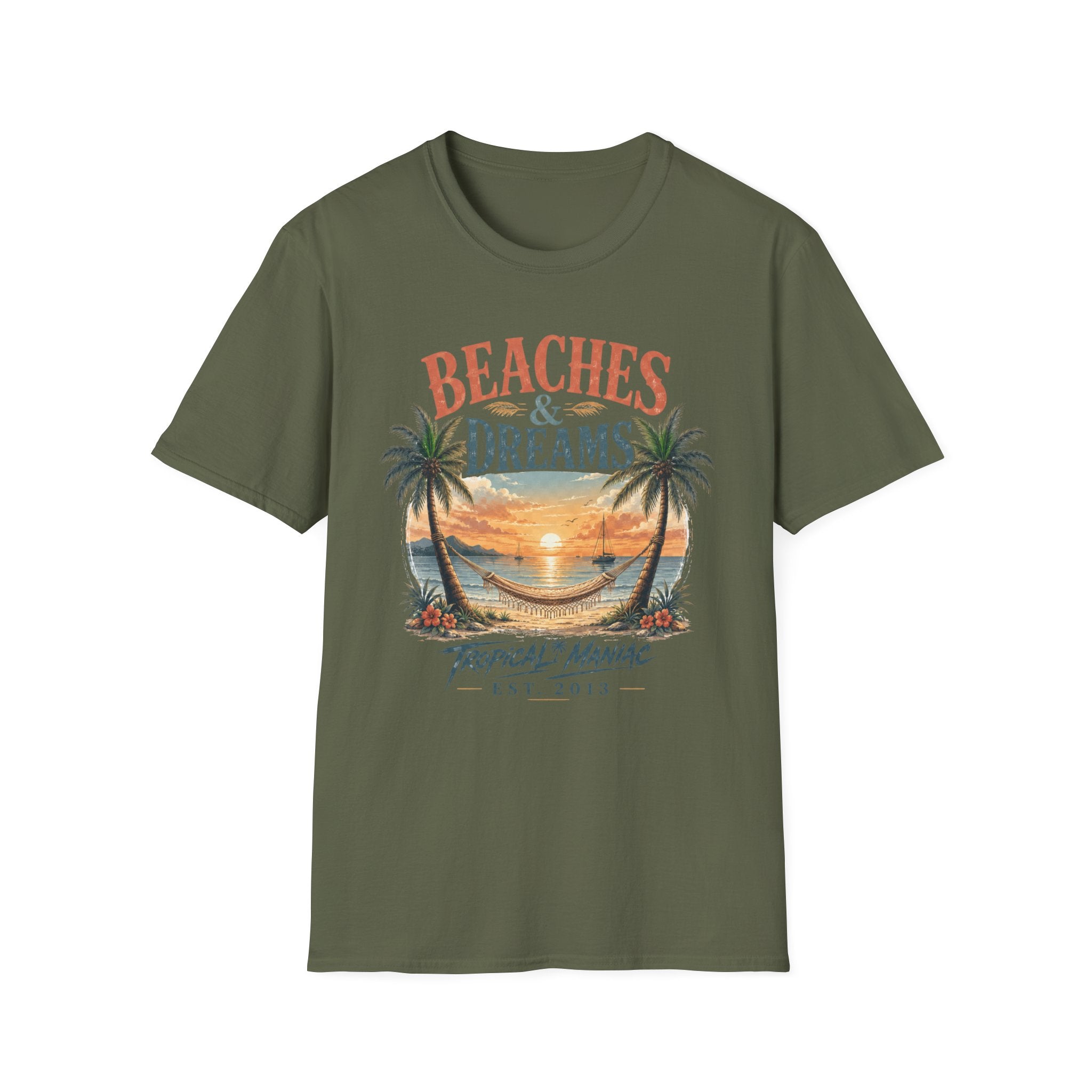 Beaches & Dreams Sunset T-Shirt — Tropical Palm Beach Vibes