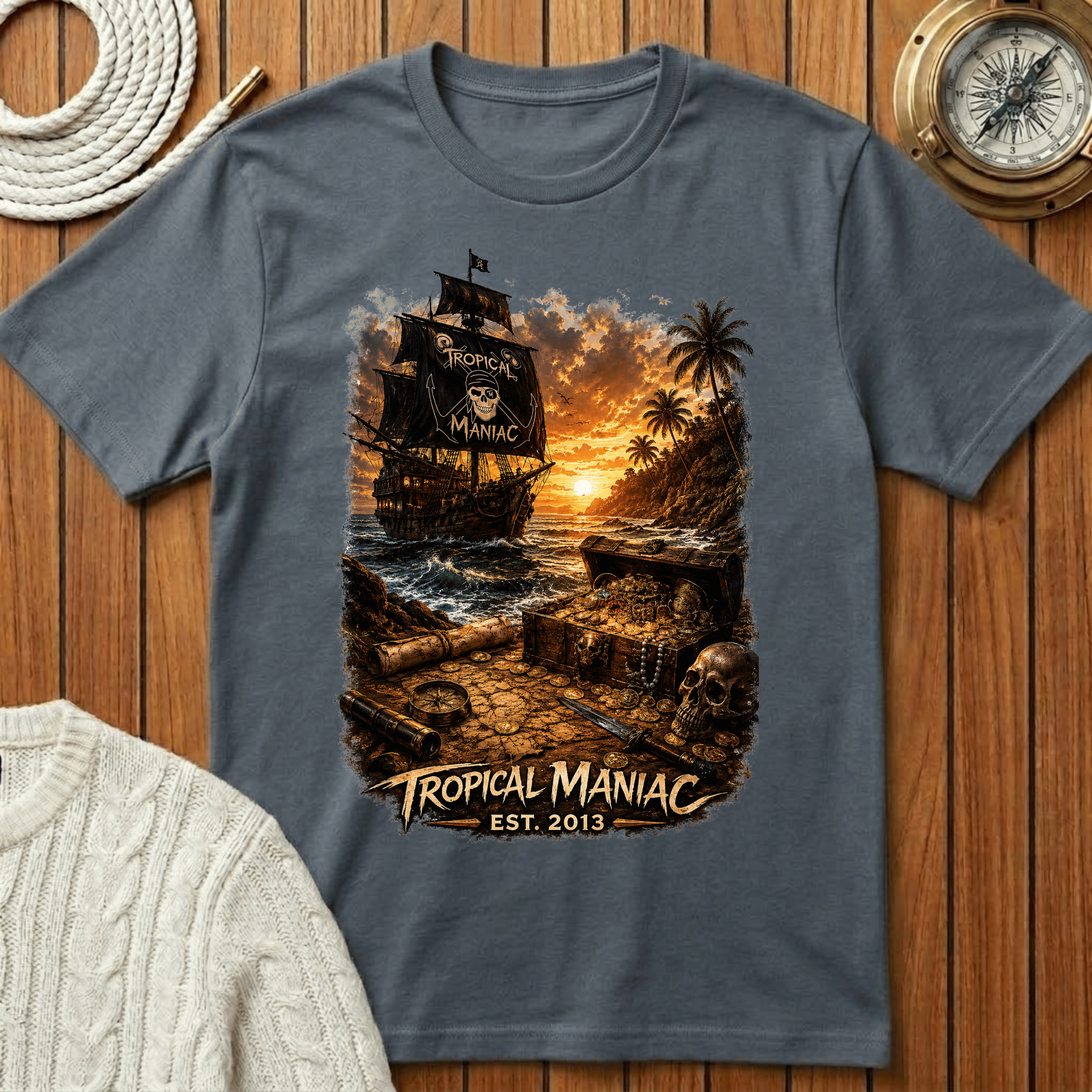 Tropical Maniac Pirate Ship T-Shirt