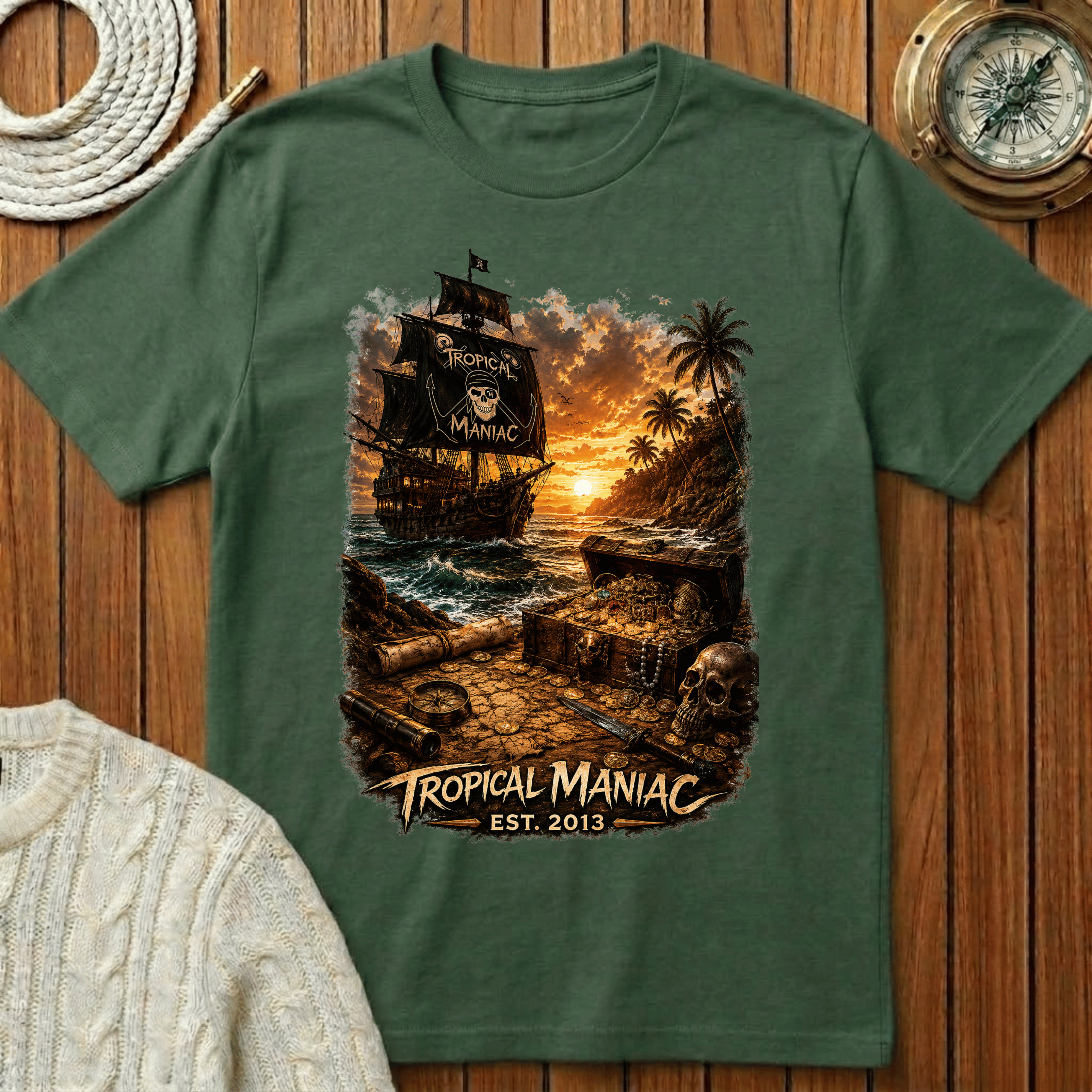 Tropical Maniac Pirate Ship T-Shirt