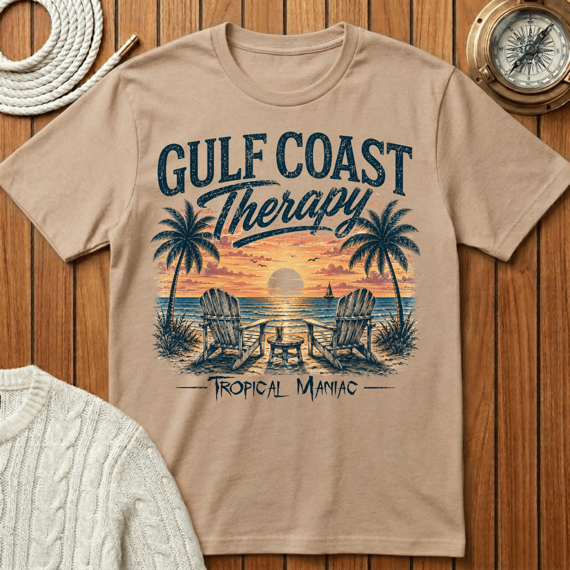 Gulf Coast Therapy T-Shirt — Sunset Palm Beach Tee