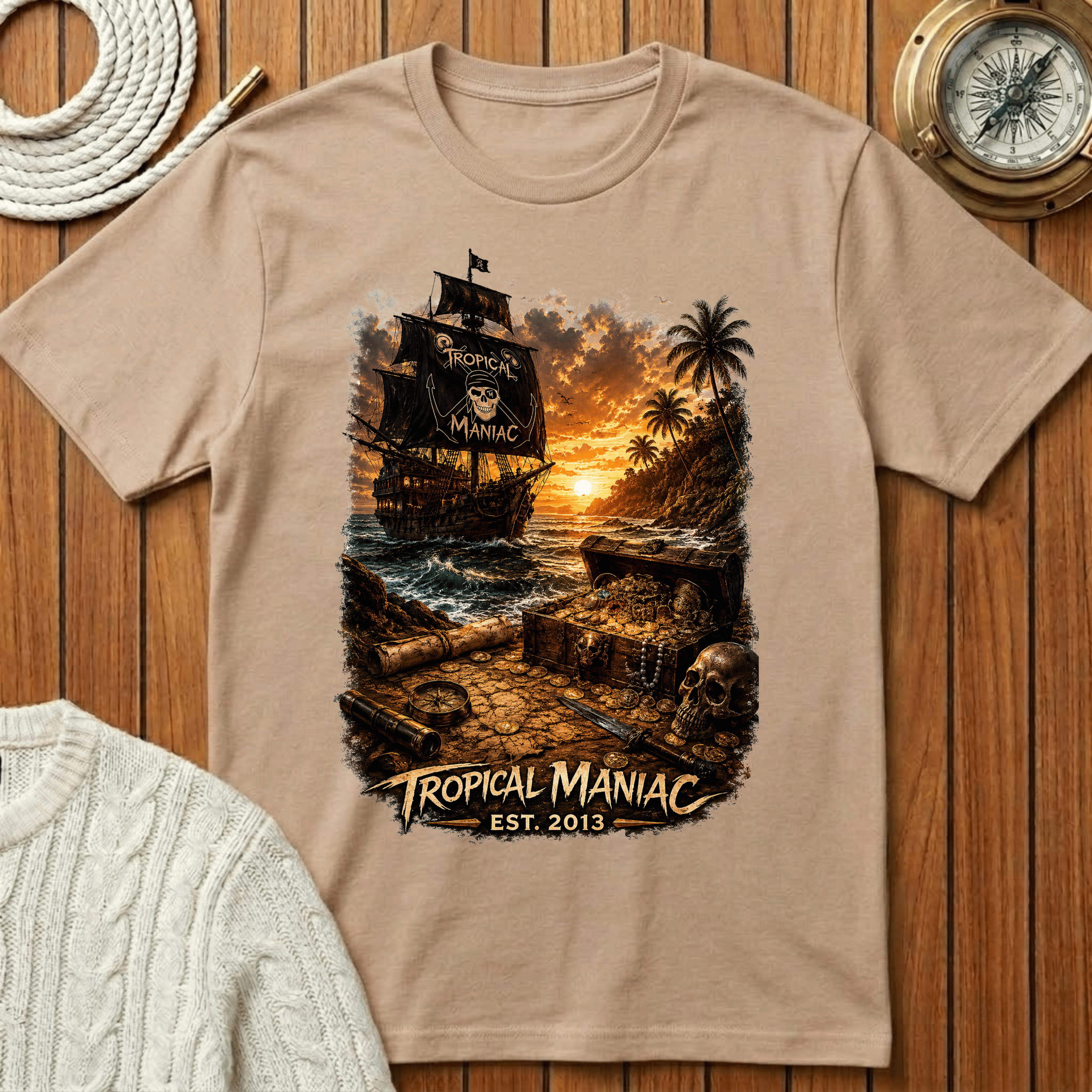 Tropical Maniac Pirate Ship T-Shirt