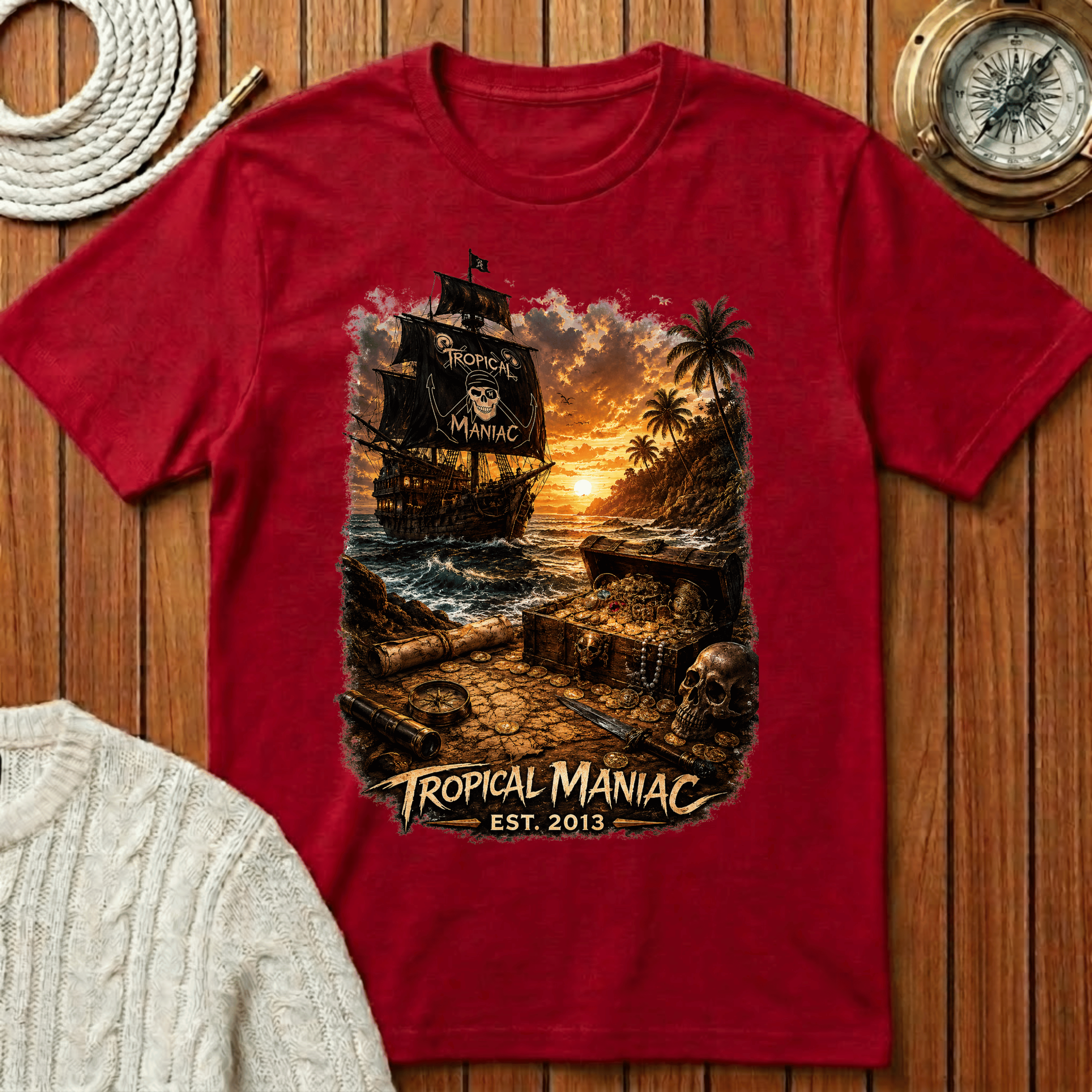Tropical Maniac Pirate Ship T-Shirt