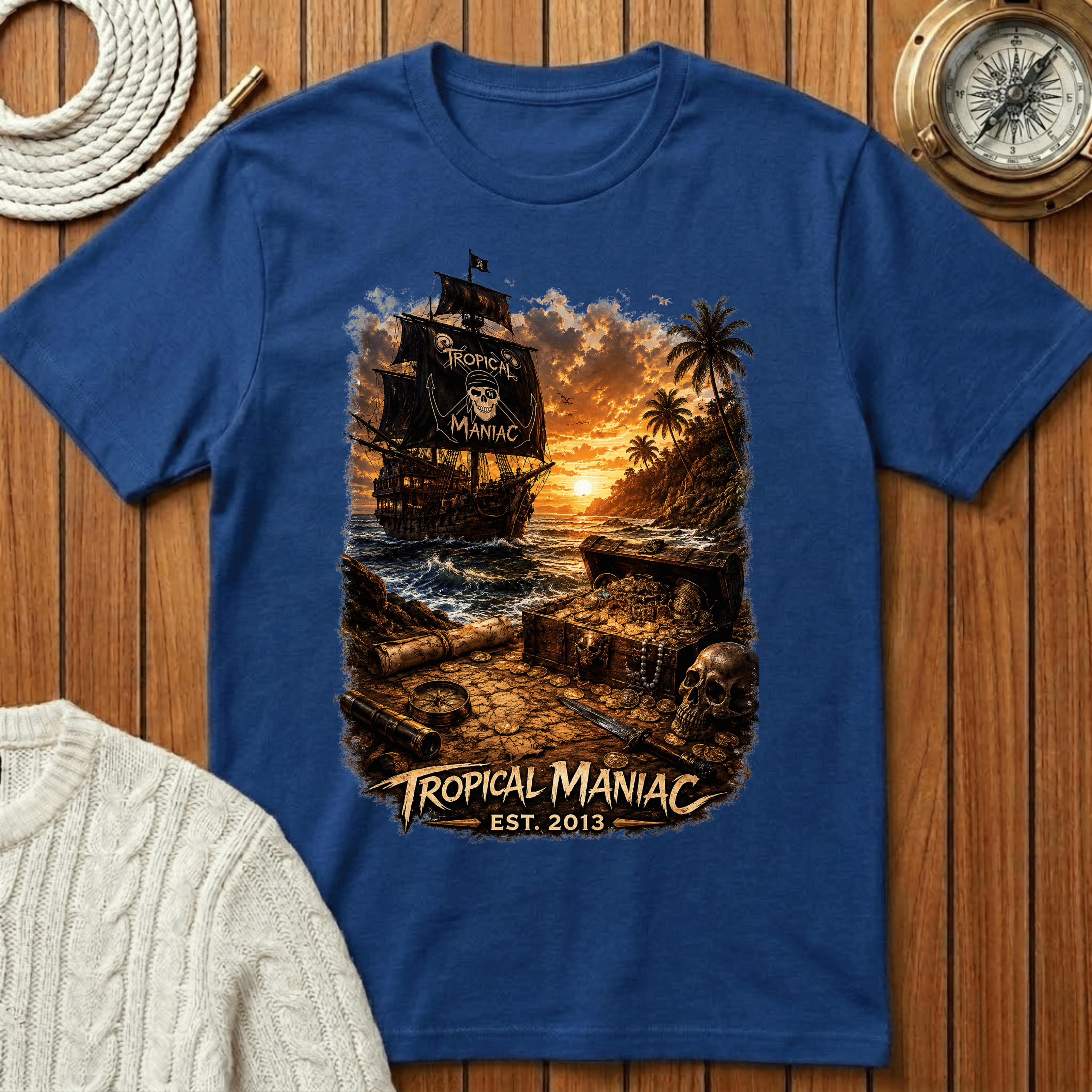 Tropical Maniac Pirate Ship T-Shirt