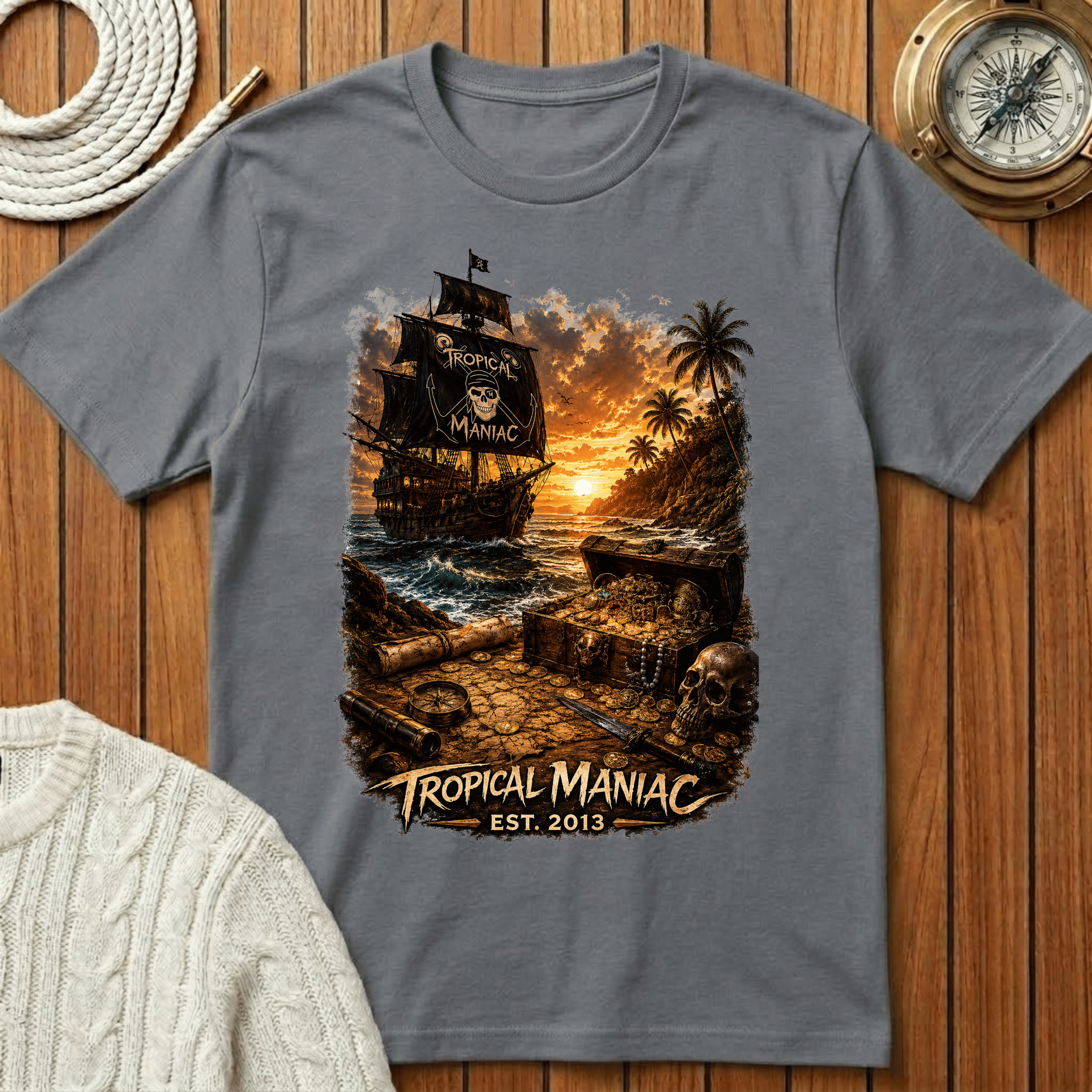 Tropical Maniac Pirate Ship T-Shirt