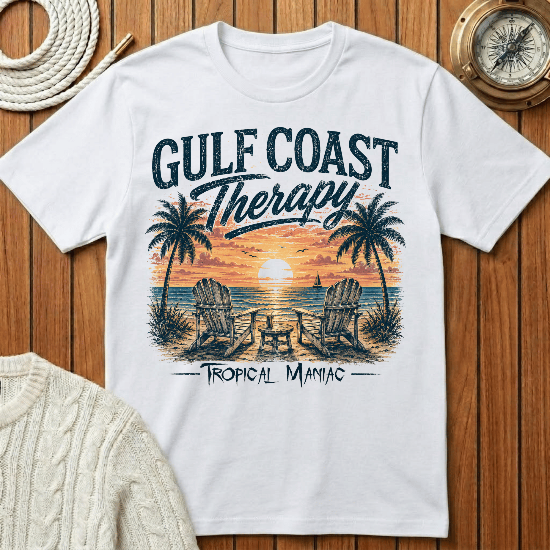 Gulf Coast Therapy T-Shirt — Sunset Palm Beach Tee