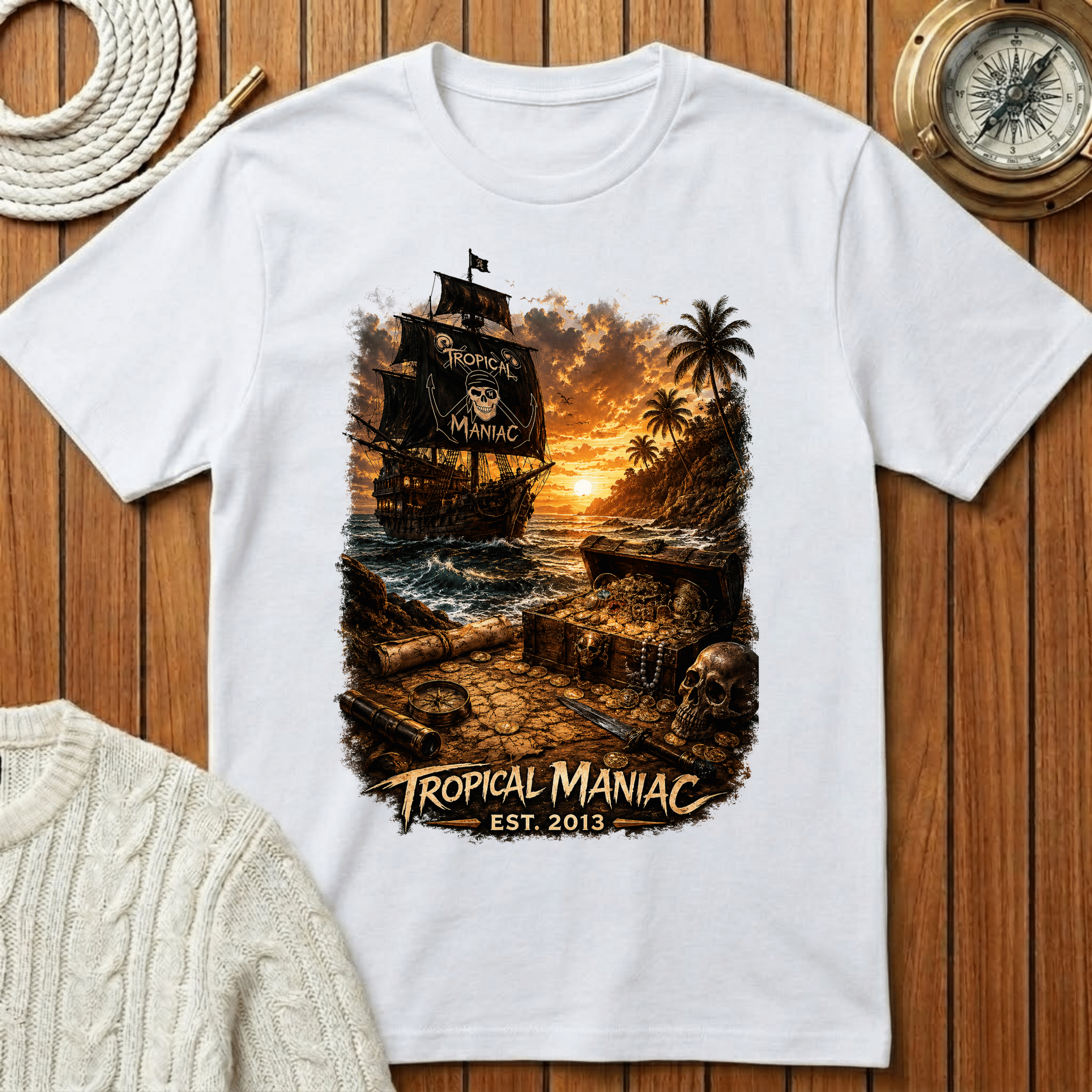 Tropical Maniac Pirate Ship T-Shirt